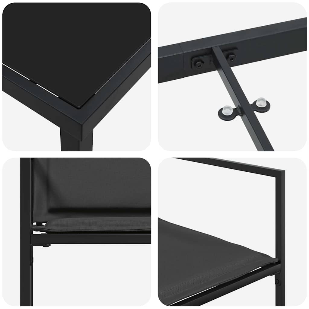 Vrtni set za objed 5 pcs Crna 140 x 70 x 73 cm