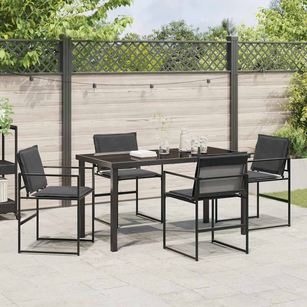Vrtni set za objed 5 pcs Crna 140 x 70 x 73 cm