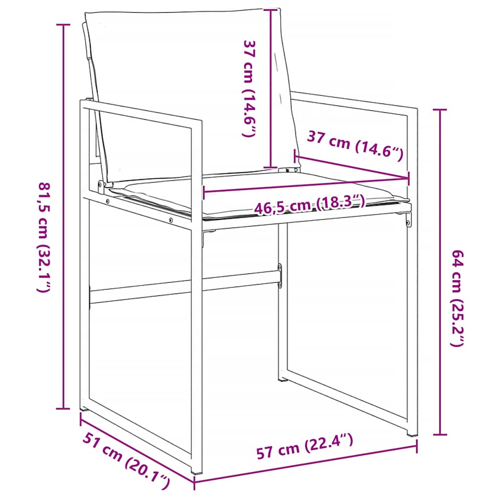 Vrtni set za objed 5 pcs Crna 140 x 70 x 73 cm