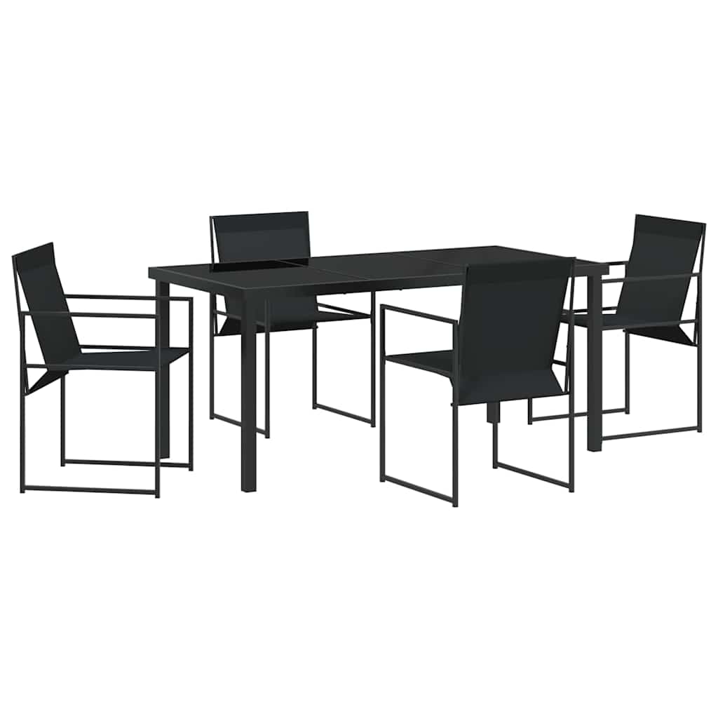 Vrtni set za objed 5 pcs Crna Textilene i čelik