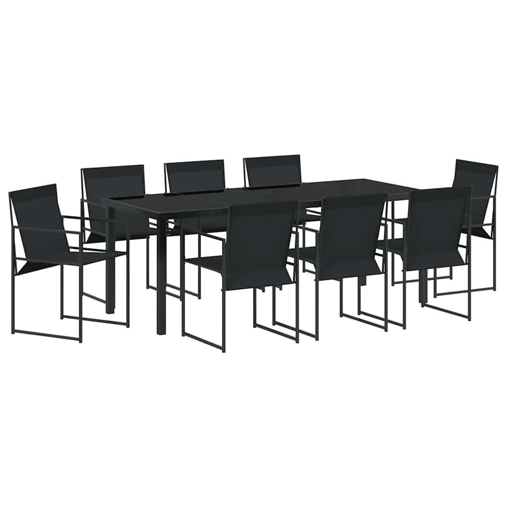 Vrtni set za objed 9 pcs Crna Textilene i čelik