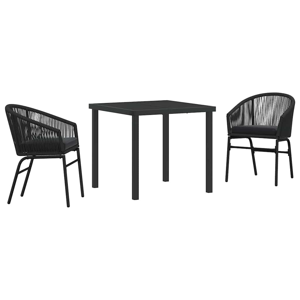 Vrtni set za objed 3 pcs Crna Čelik s prahom premazan