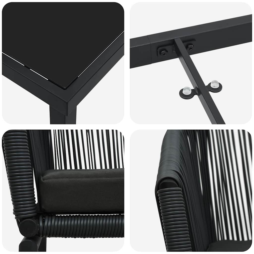 Vrtni set za objed 5 pcs Crna Čelik s prahom premazan