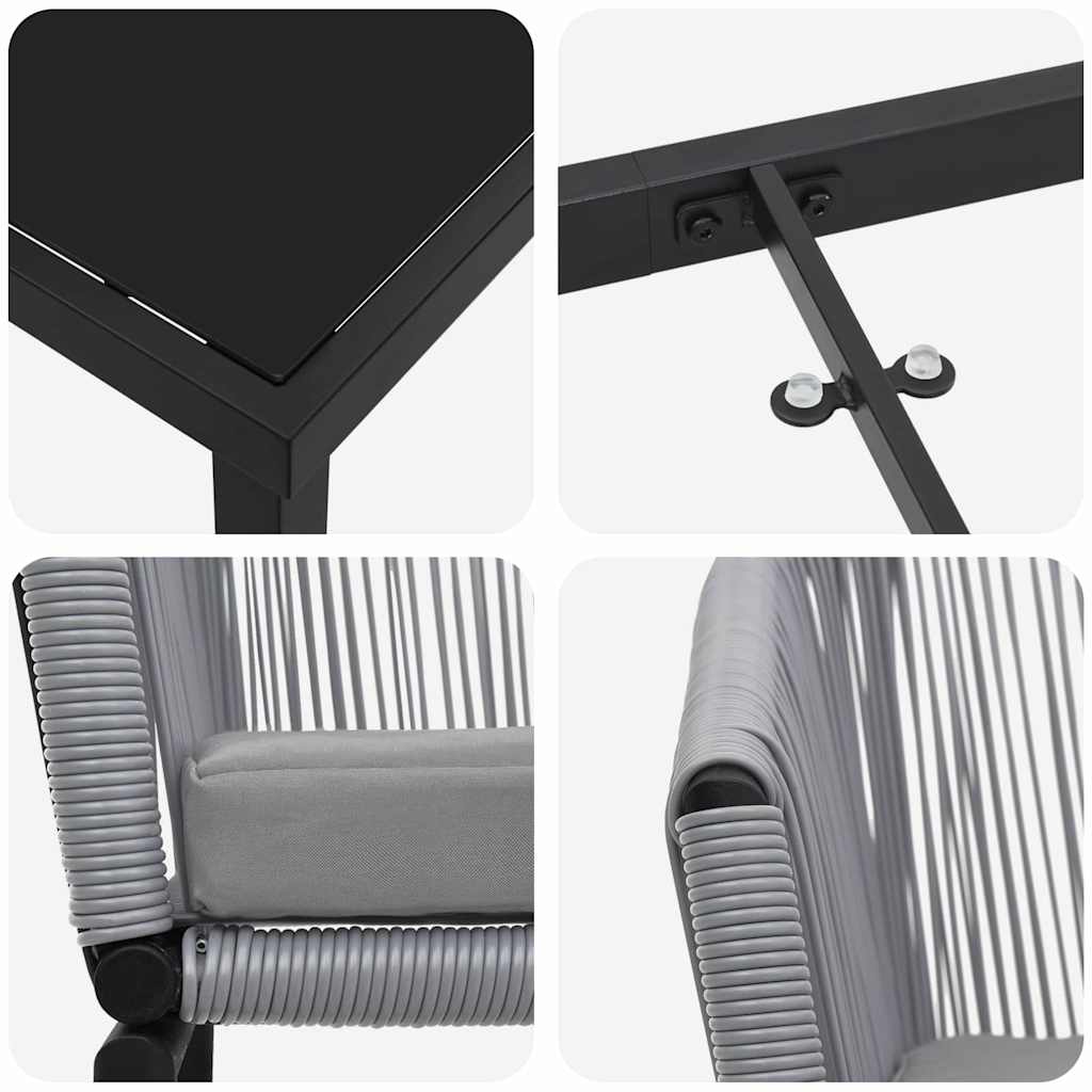 Vrtni set za objed 7 pcs Antracit Čelik s prahom premazan