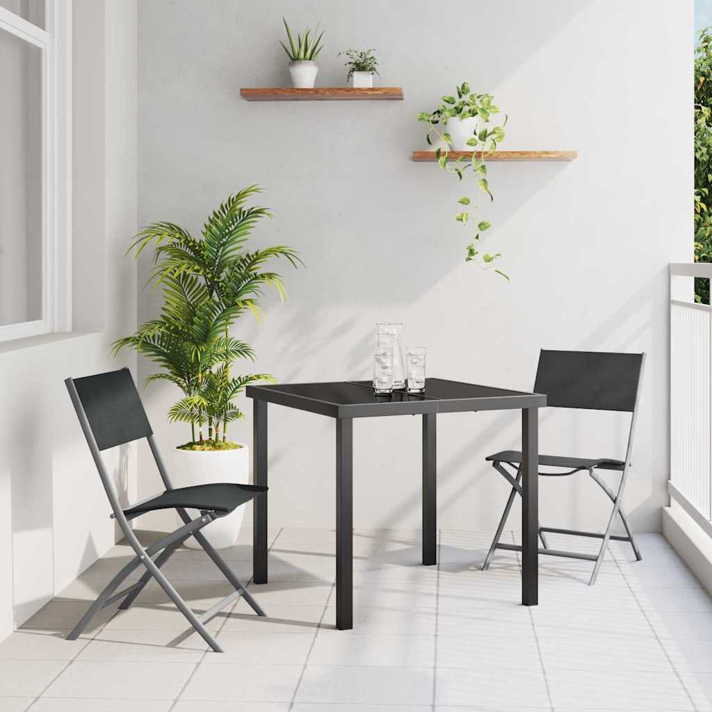 Vrtni set za objed 3 pcs Crna Čelik s prahom premazan