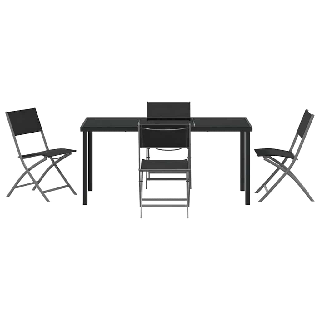Vrtni set za objed 5 pcs Crna Čelik s prahom premazan
