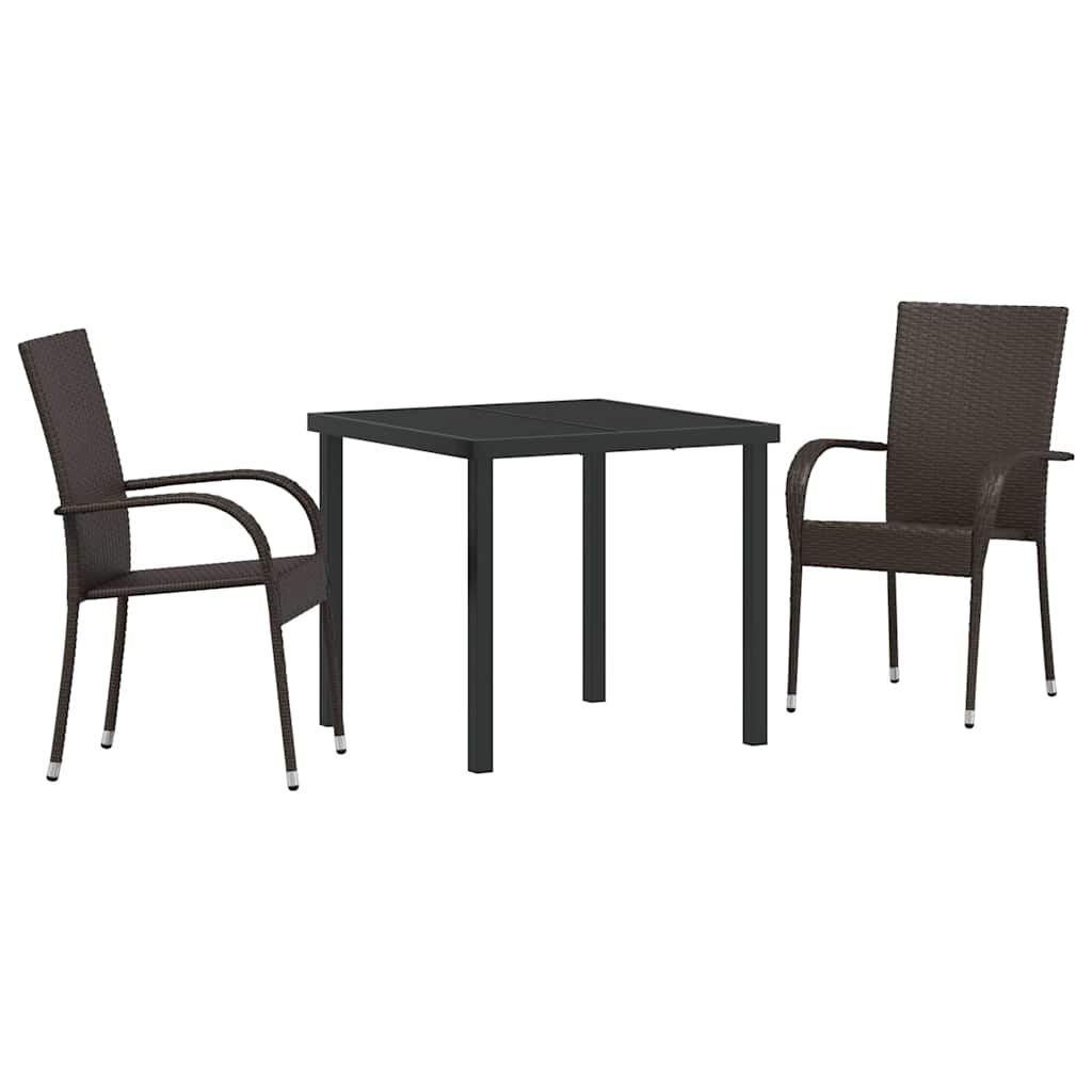 Vrtni set za objed 3 pcs Smeđa Čelik s prahom premazan