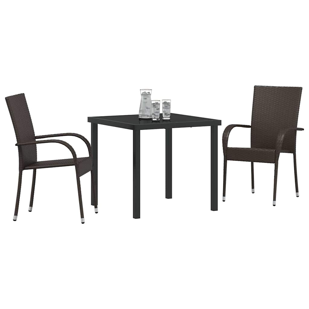 Vrtni set za objed 3 pcs Smeđa Čelik s prahom premazan
