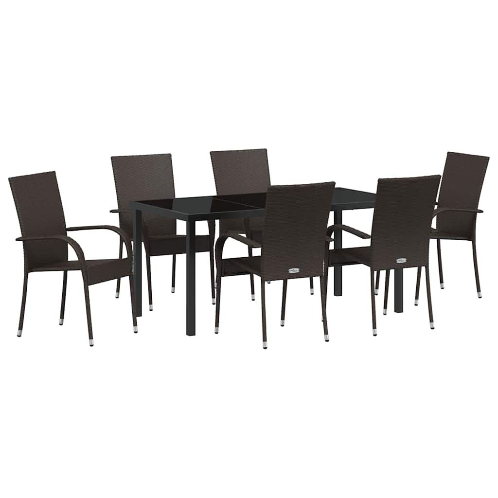 Vrtni set za objed 7 pcs Smeđa Čelik s prahom premazan