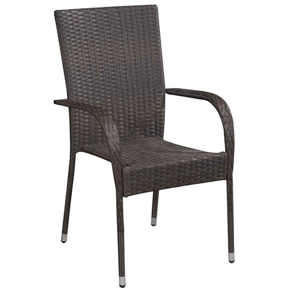 Vrtni set za objed 7 pcs Smeđa Čelik s prahom premazan