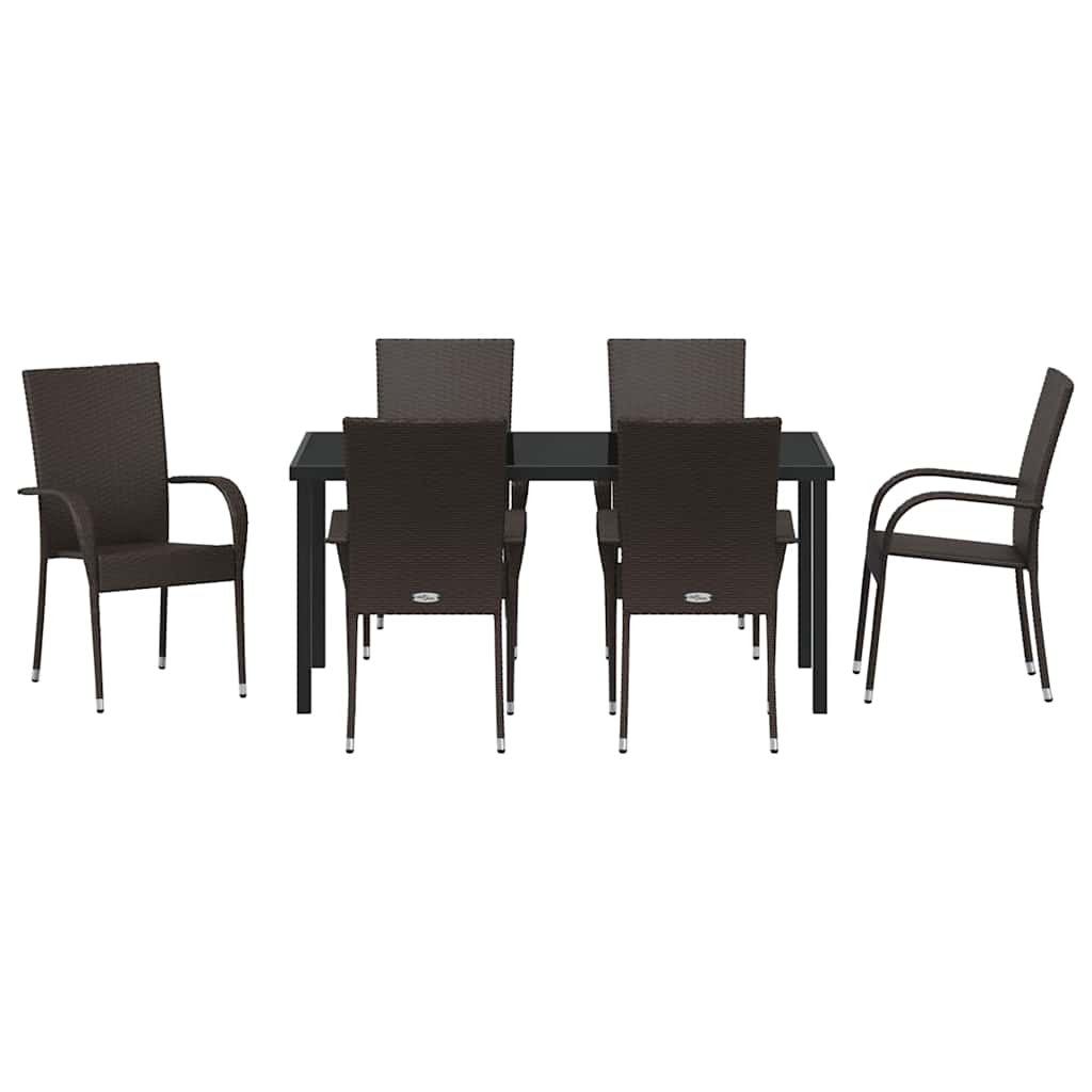 Vrtni set za objed 7 pcs Smeđa Čelik s prahom premazan