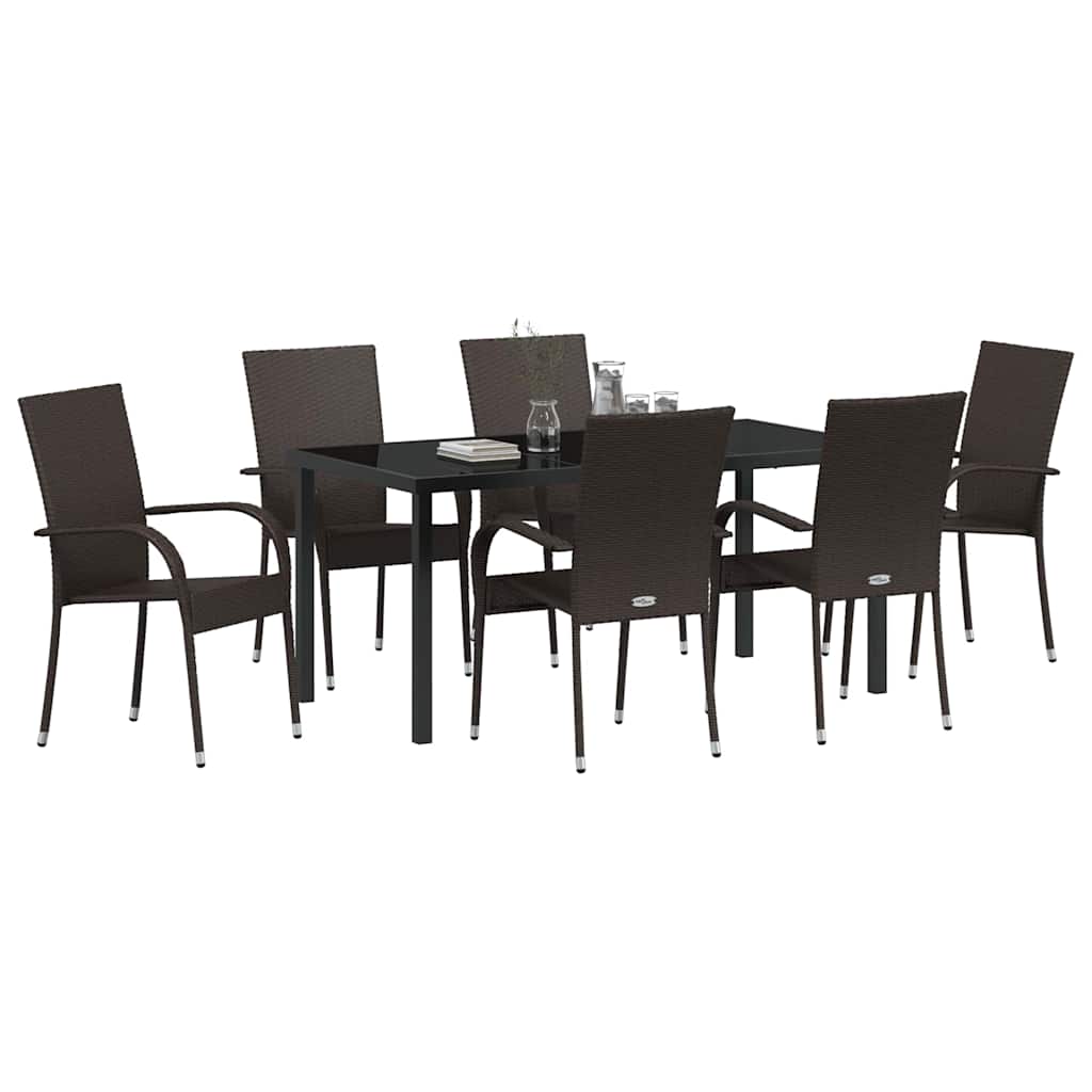Vrtni set za objed 7 pcs Smeđa Čelik s prahom premazan