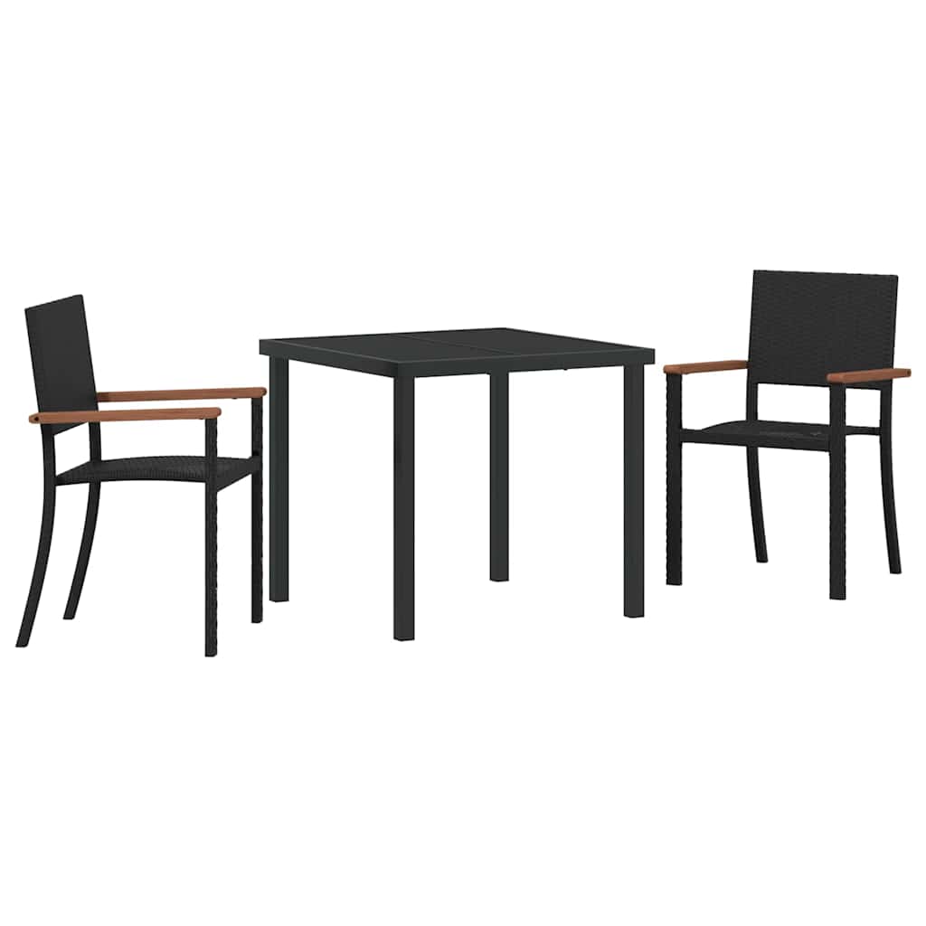 Vrtni set za objed 3 pcs Crna Čelik s prahom premazan