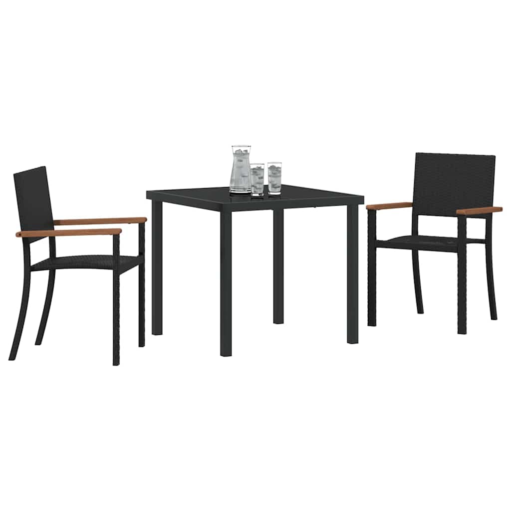 Vrtni set za objed 3 pcs Crna Čelik s prahom premazan