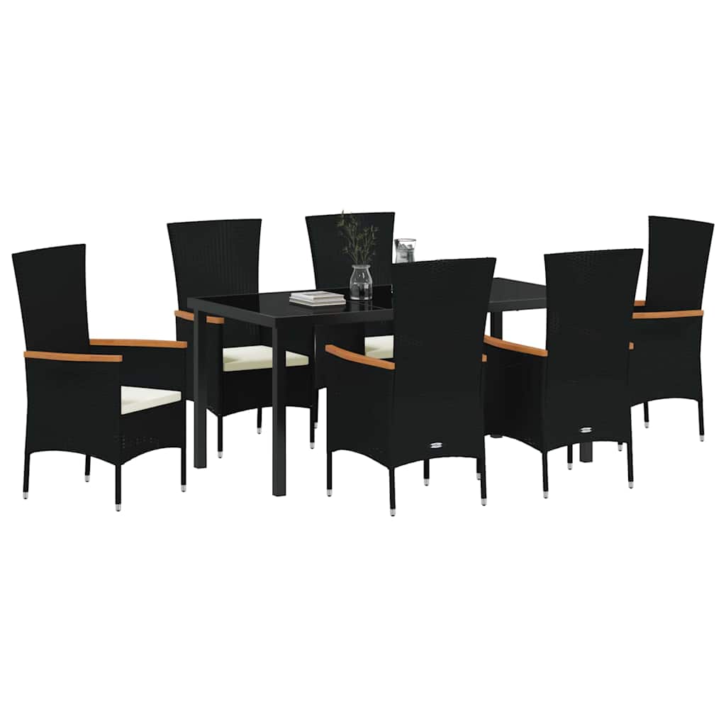 Vrtni set za objed 7 pcs Crna Čelik s prahom premazan