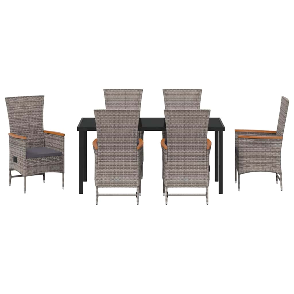 Vrtni set za objed 7 pcs Siva Čelik s prahom premazan