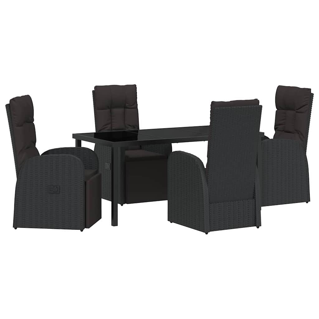 Vrtni set za objed s jastukom 5 pcs Crna poliratan