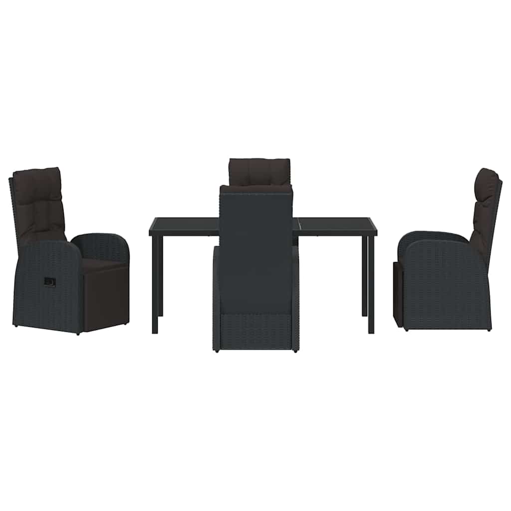 Vrtni set za objed s jastukom 5 pcs Crna poliratan