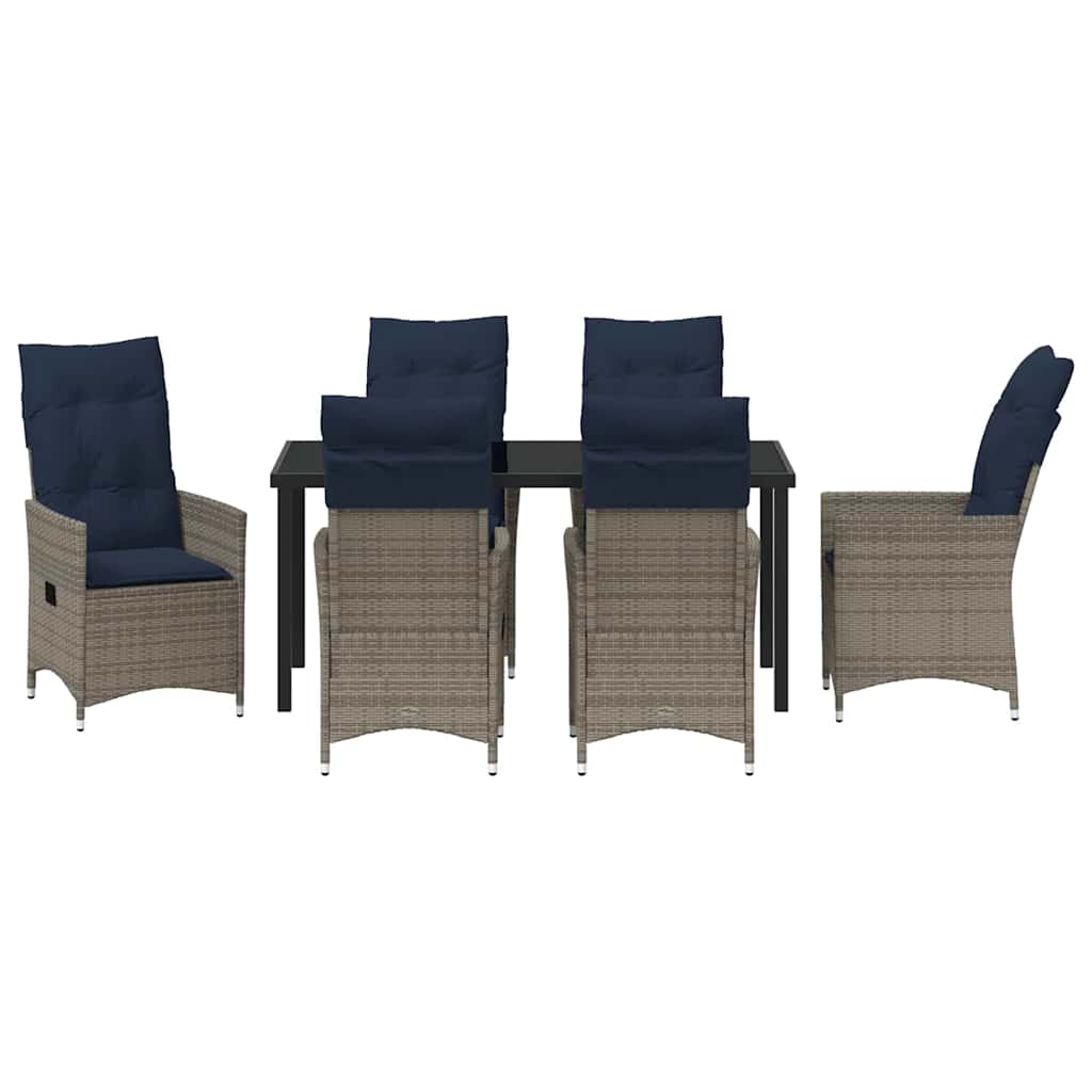 Set stola i stolica s jastukom 7 pcs Siva PE ratan