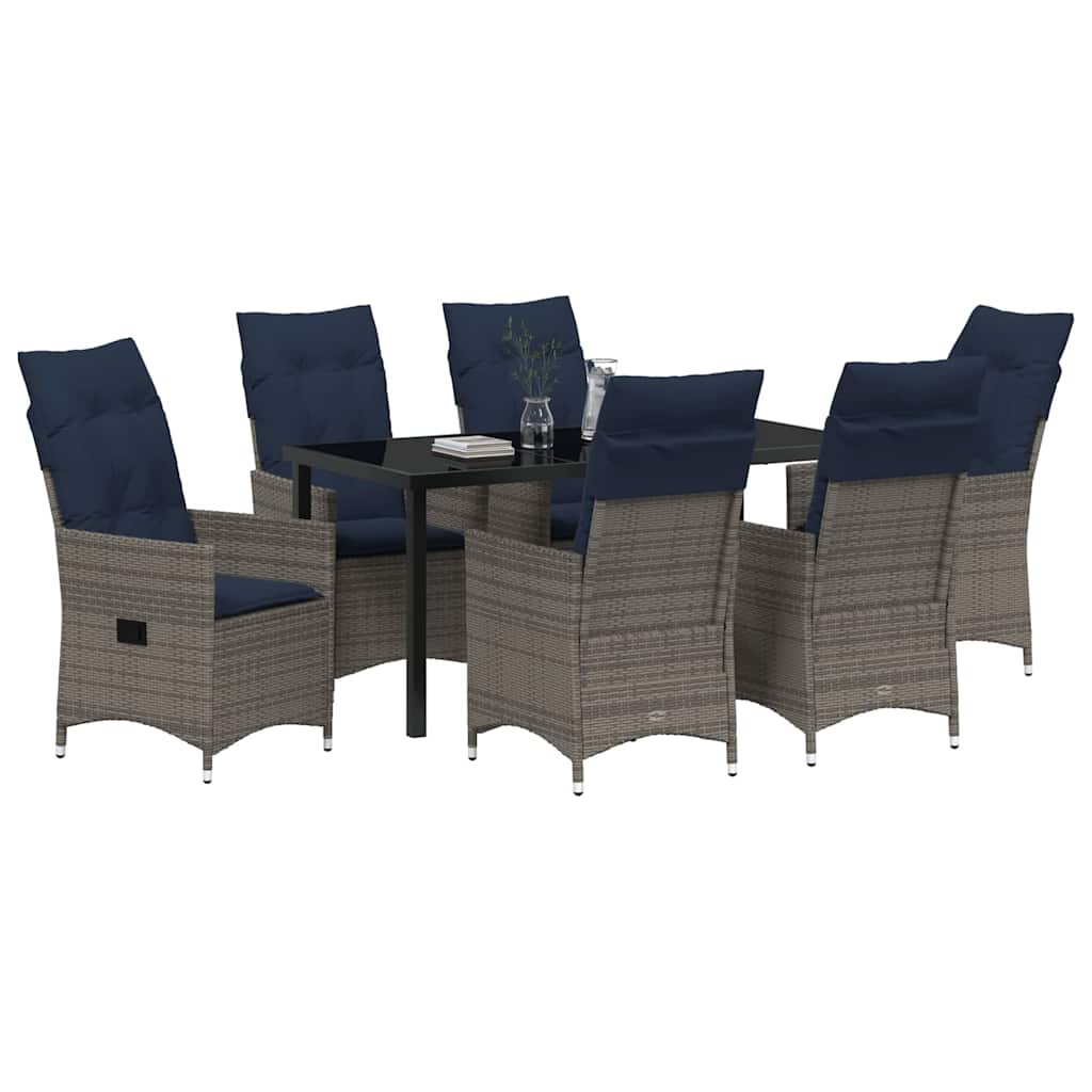 Set stola i stolica s jastukom 7 pcs Siva PE ratan
