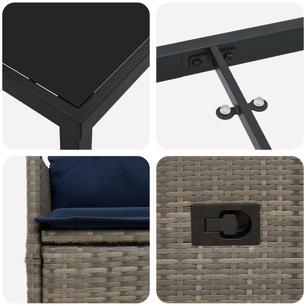 Set stola i stolica s jastukom 9 pcs Siva PE ratan