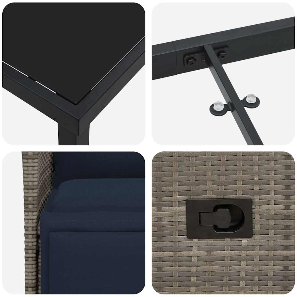 Set stola i stolica s jastukom 7 pcs Siva PE ratan