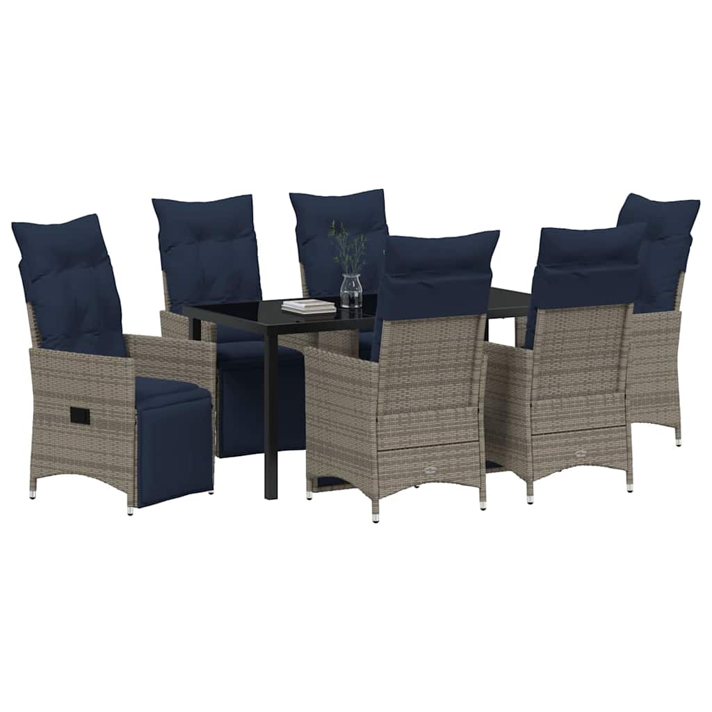Set stola i stolica s jastukom 7 pcs Siva PE ratan
