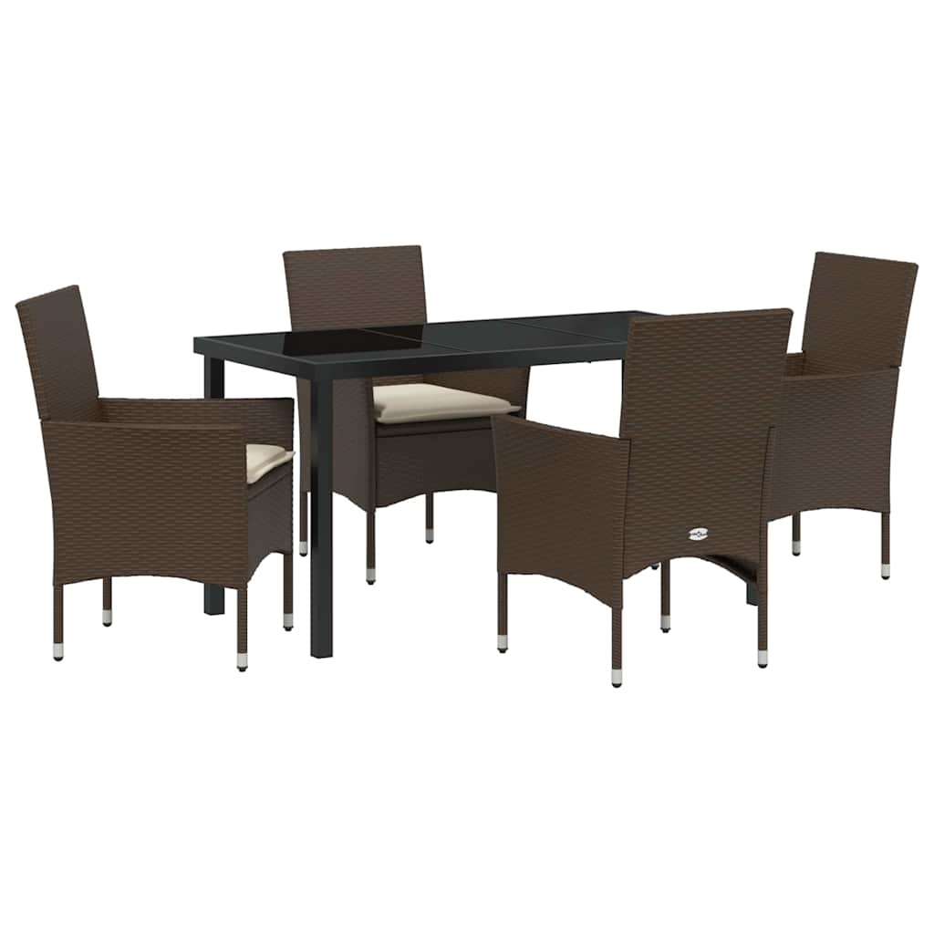 Vrtni set za objed s jastukom 5 pcs Smeđa poliratan