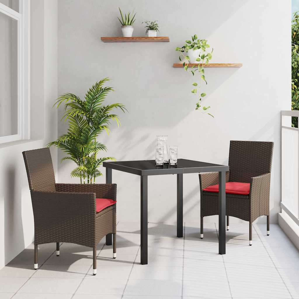 Set stola i stolica s jastukom 3 pcs Smeđa PE ratan