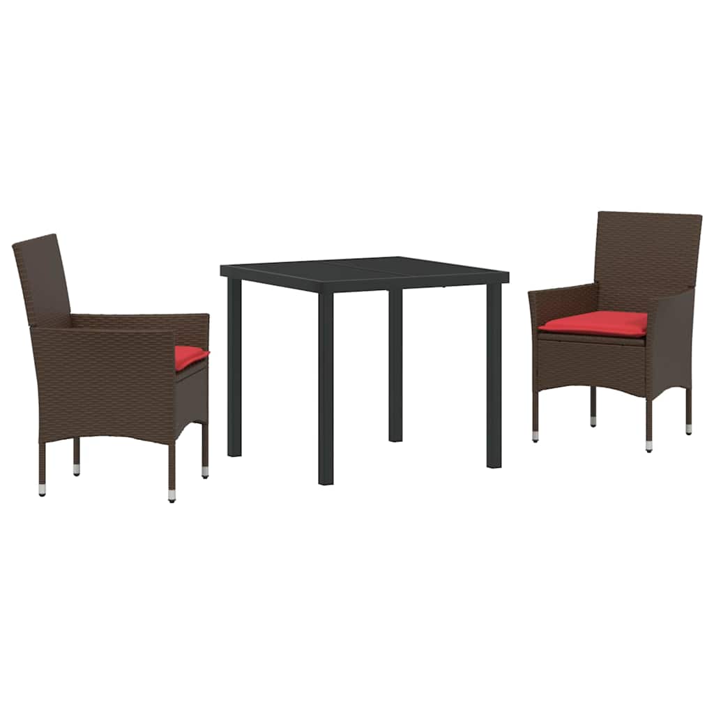 Set stola i stolica s jastukom 3 pcs Smeđa PE ratan