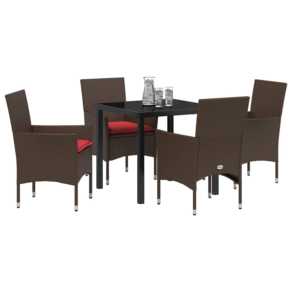Set stola i stolica s jastukom 5 pcs Smeđa PE ratan