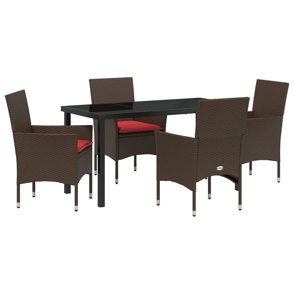 Set stola i stolica s jastukom 5 pcs Smeđa PE ratan