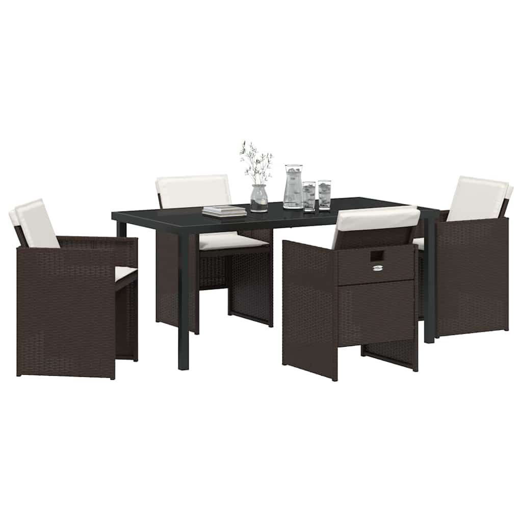 Vrtni set za objed s jastukom 5 pcs Smeđa poliratan