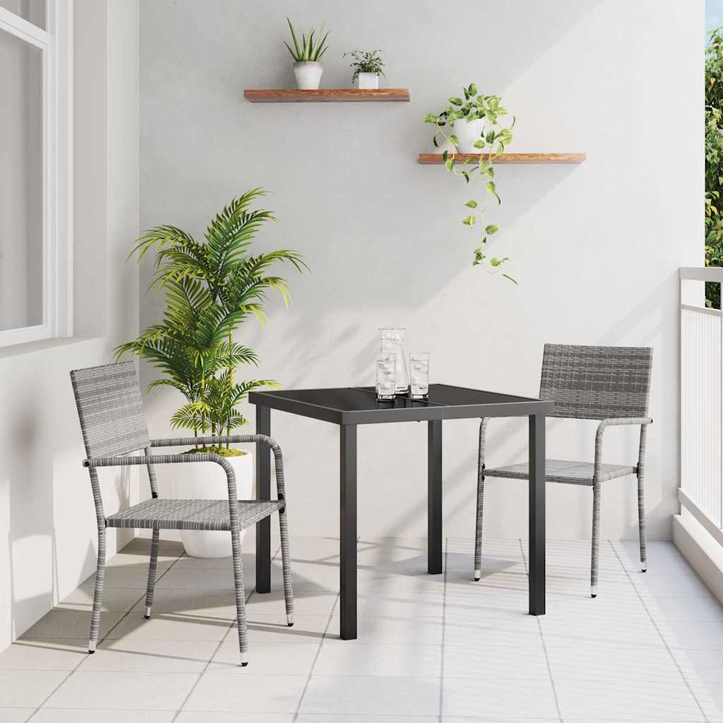 Vrtni set za objed s jastukom 3 pcs Siva poliratan