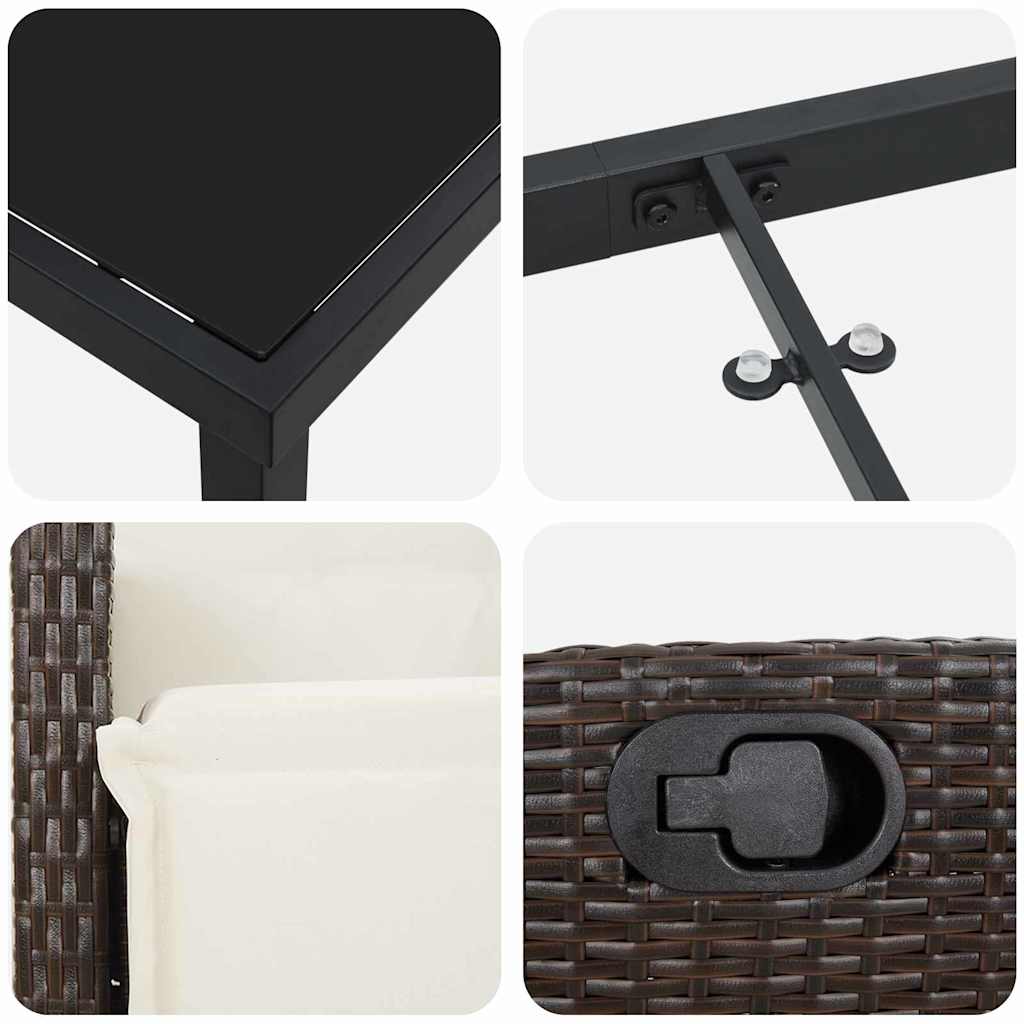 Vrtni set za objed s jastukom 9 pcs Smeđa poliratan