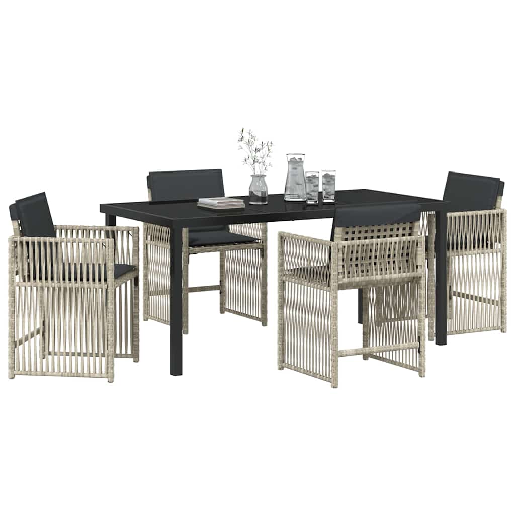 Vrtni set za objed 5 pcs Svijetlo siva Čelik s prahom premazan
