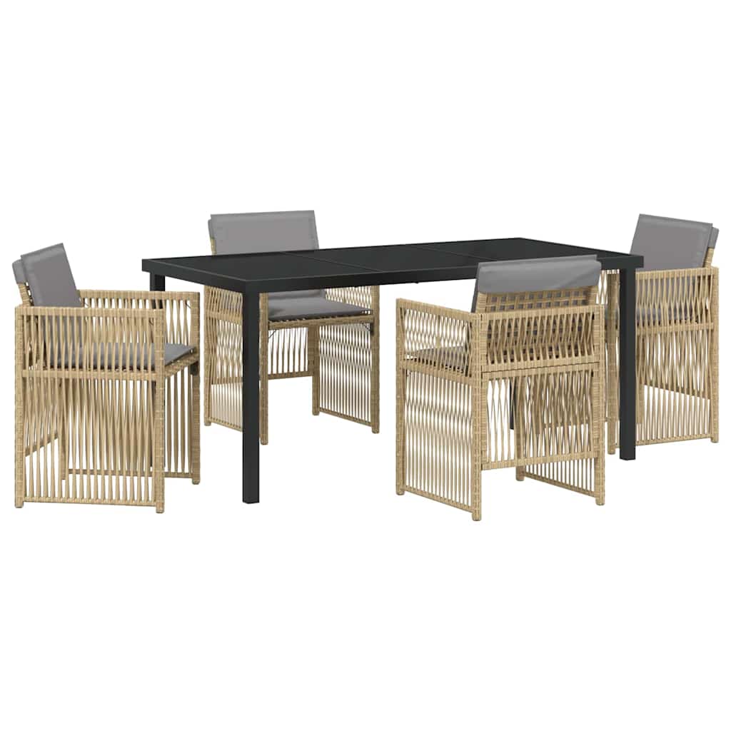 Vrtni set za objed 5 pcs Bež Čelik s prahom premazan