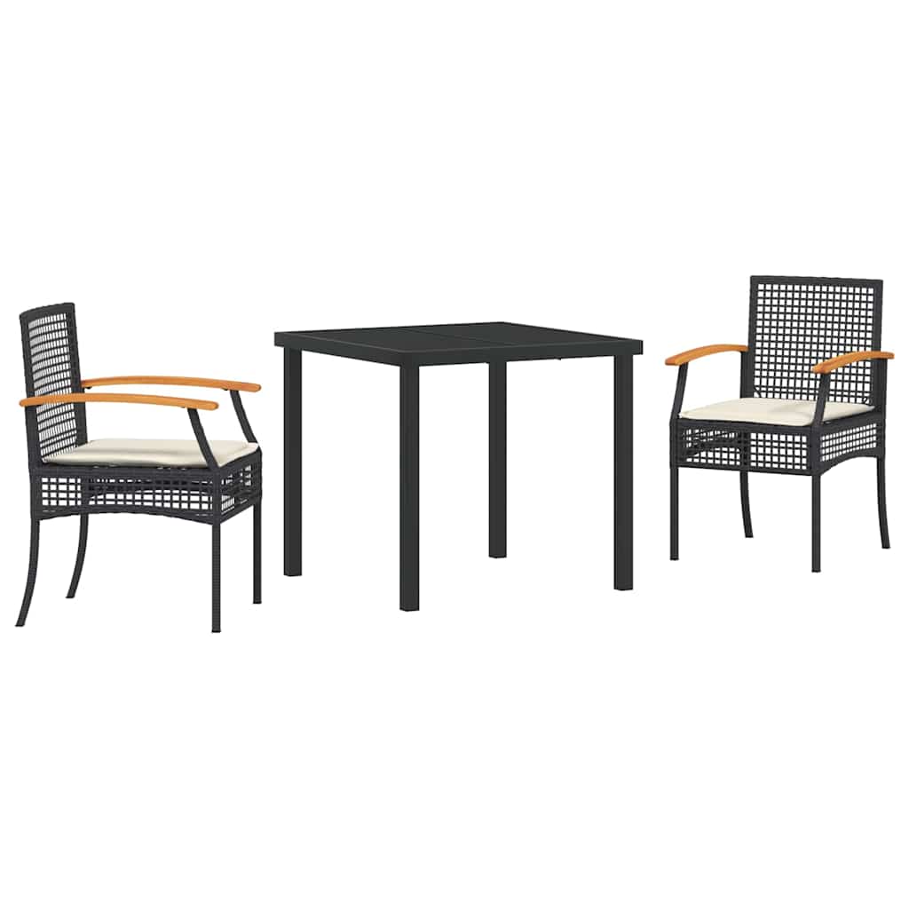 Vrtni set za objed s jastukom 3 pcs Crna Ratan