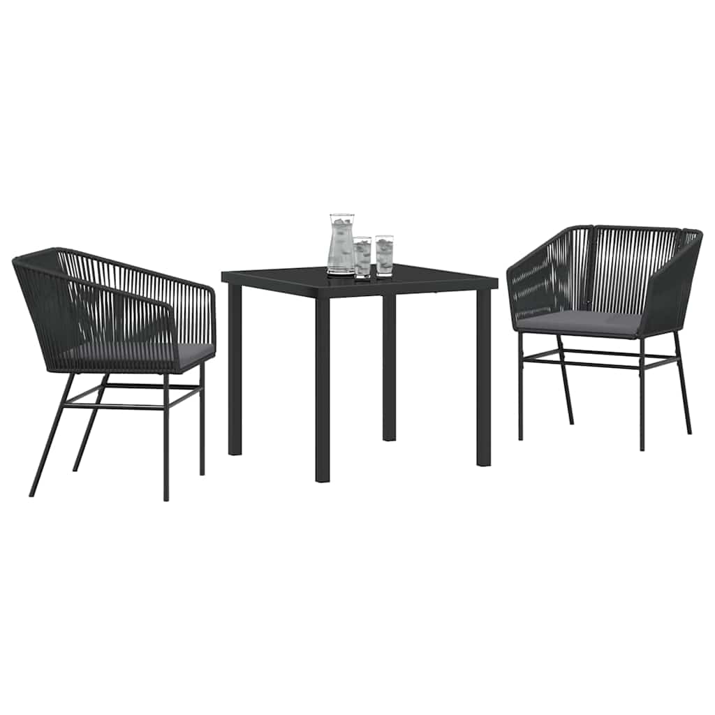Vrtni set za objed 3 pcs Crna Čelik s prahom premazan