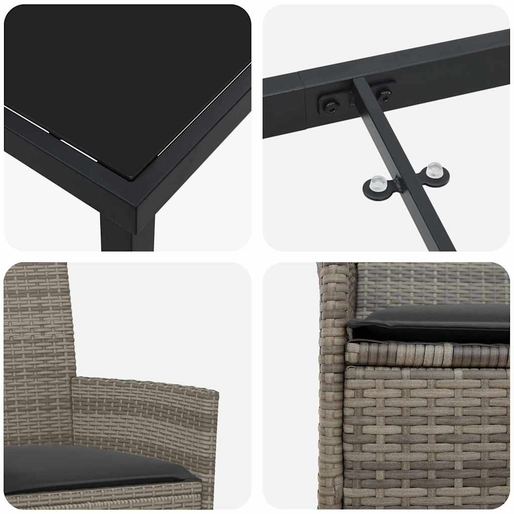 Vrtni set za objed 7 pcs Siva poliratan