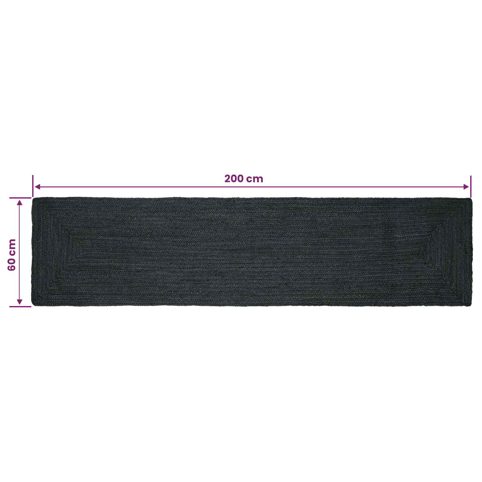 Tepisi za područja Pravokutni Tamnosiva 60 x 200 cm Juta