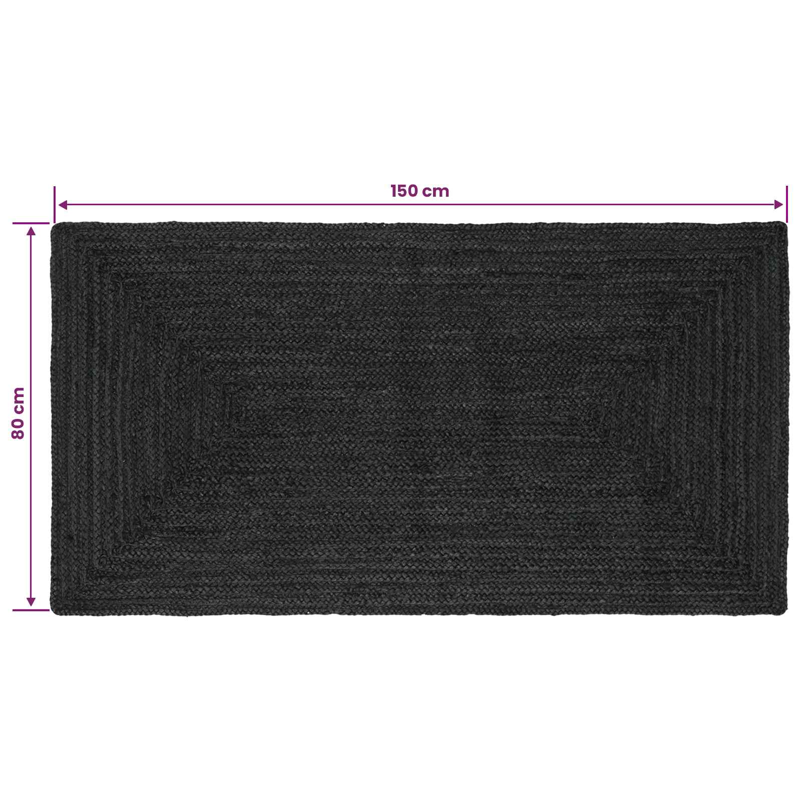 Tepisi za područja Pravokutni Tamnosiva 80 x 150 cm Juta