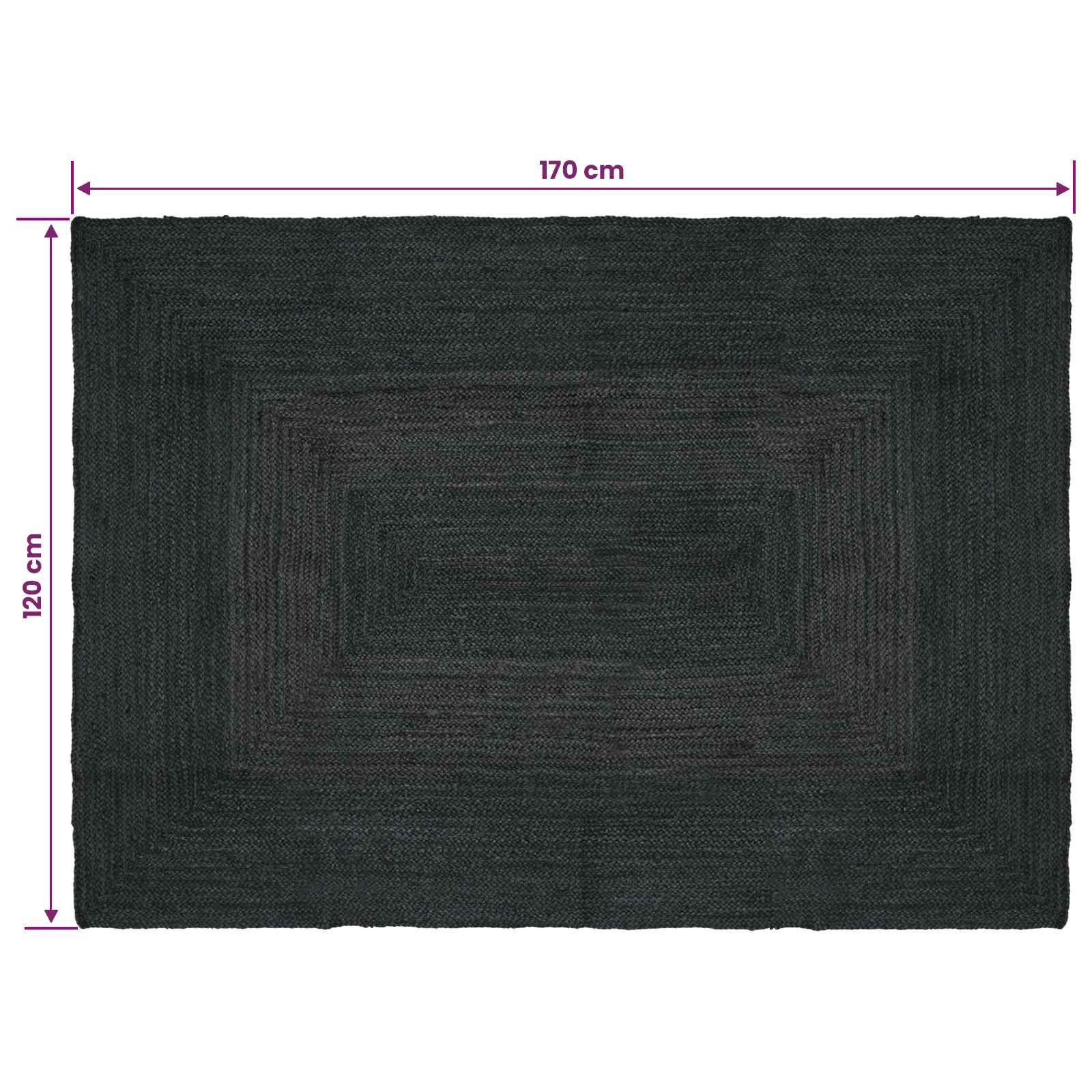 Tepisi za područja Pravokutni Tamnosiva 120 x 170 cm Juta