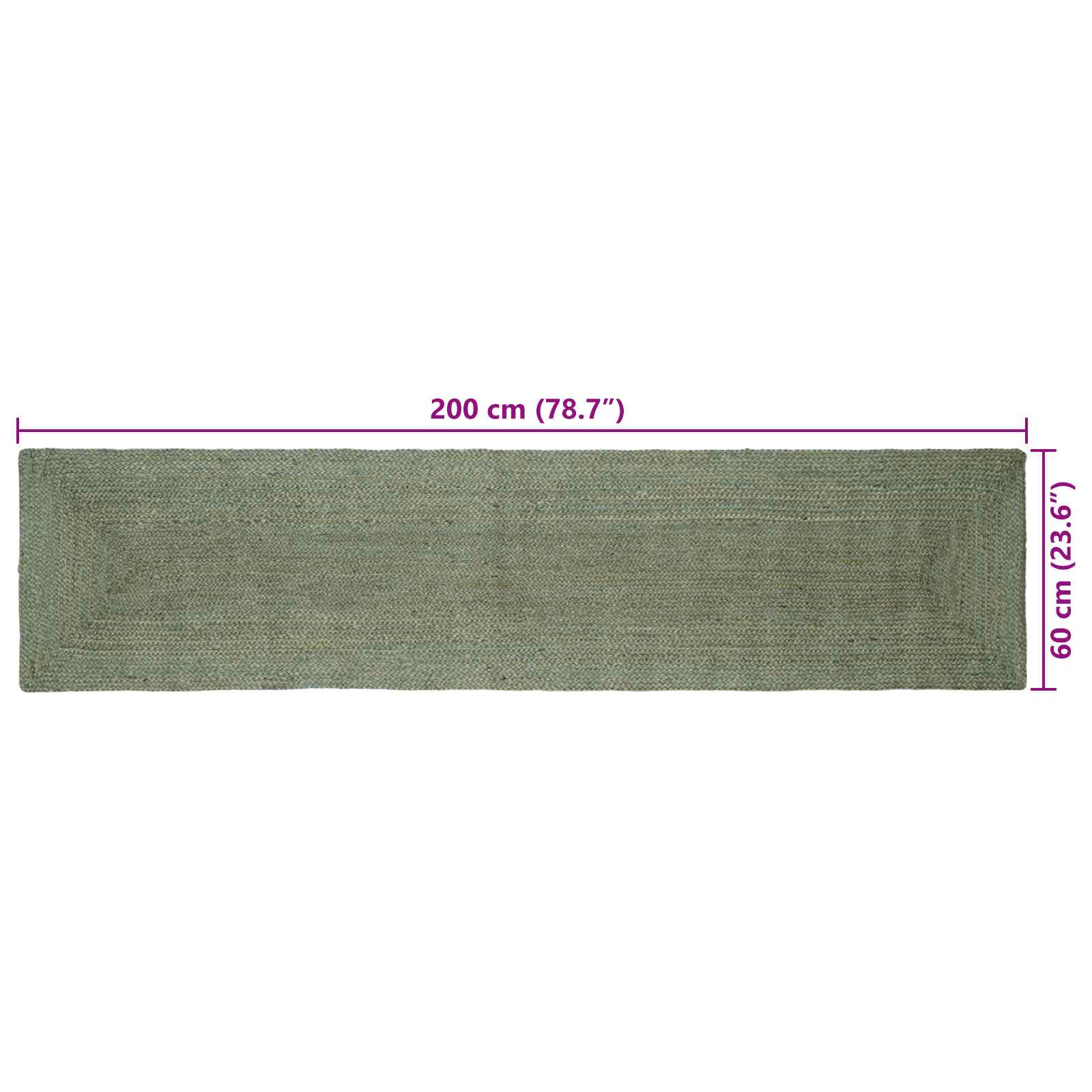 Tepisi za područja Pravokutni Maslinastozelena 60 x 200 cm Juta