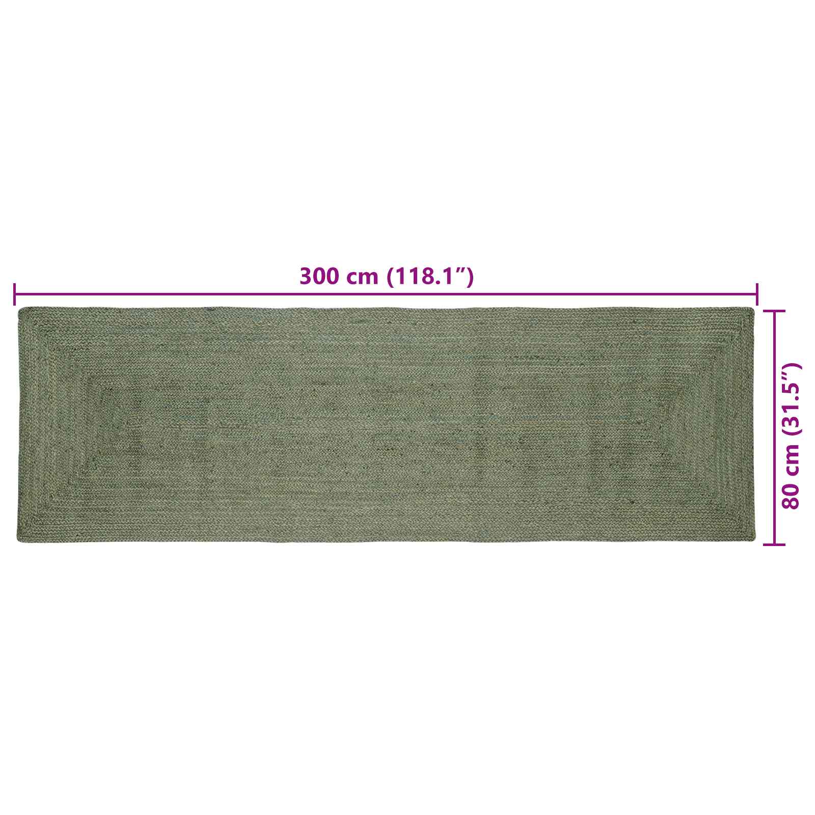 Tepisi za područja Pravokutni Maslinastozelena 80 x 300 cm Juta