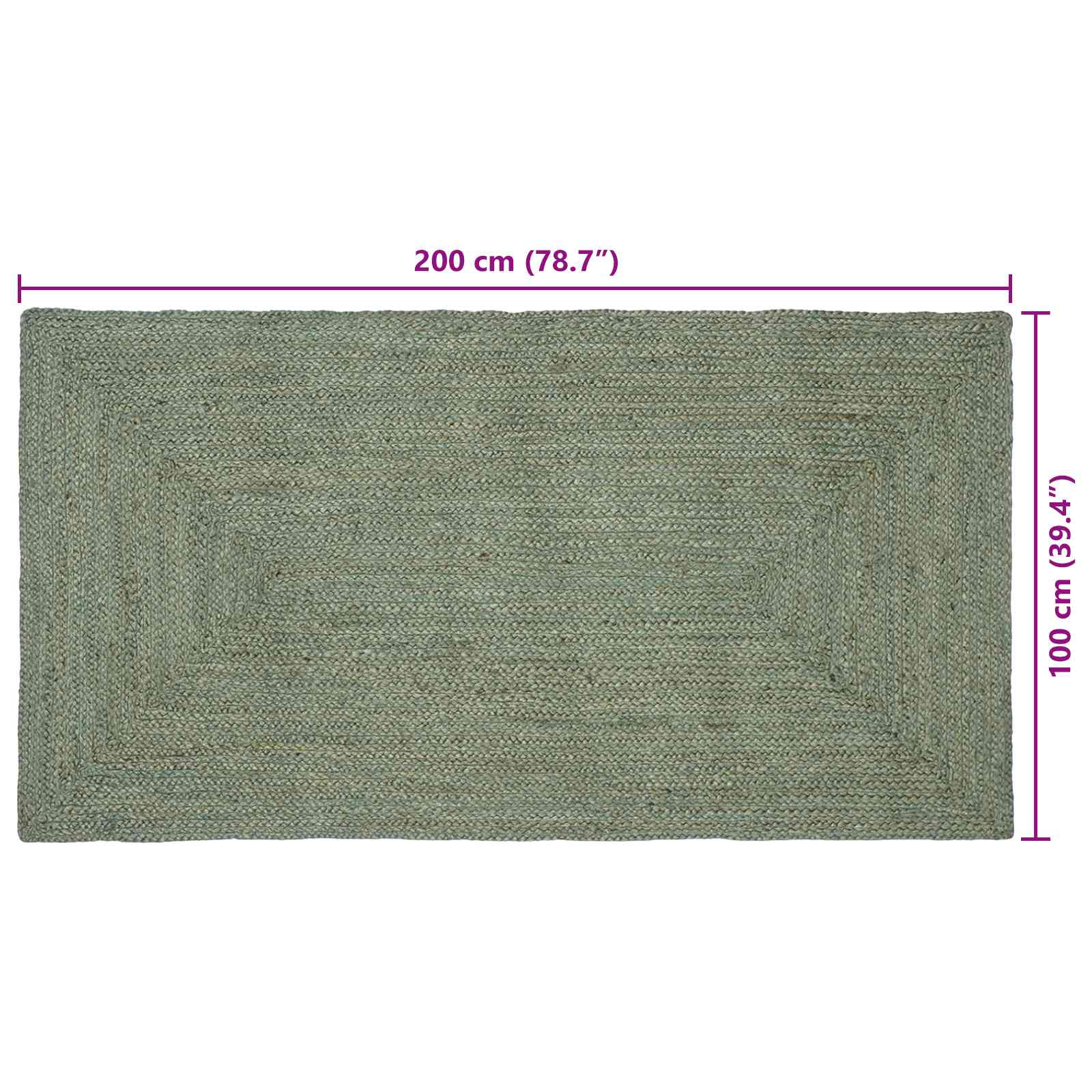 Tepisi za područja Pravokutni Maslinastozelena 100 x 200 cm