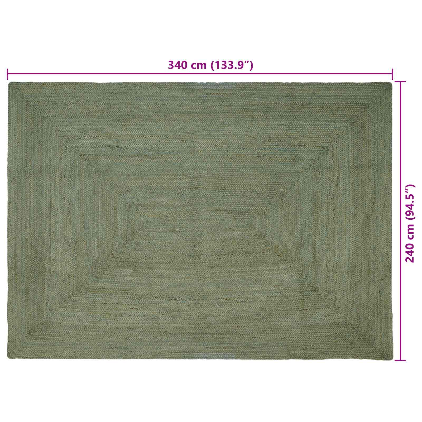 Tepisi za područja Pravokutni Maslinastozelena 240 x 340 cm