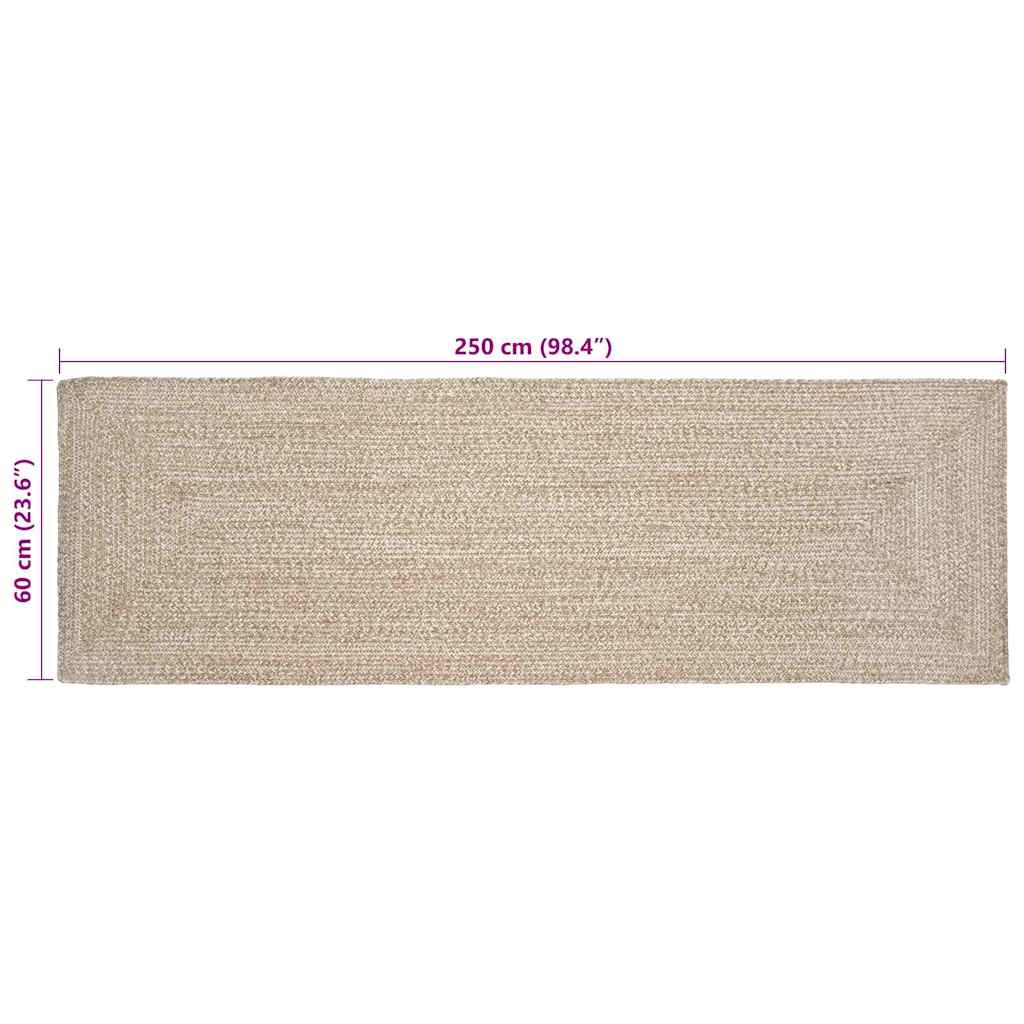 Tepisi za područja Prirodna i bijela 60 x 250 cm Juta