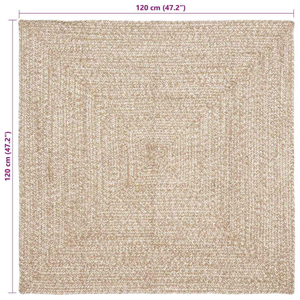 Tepisi za područja Prirodna i bijela 120 x 120 cm Juta