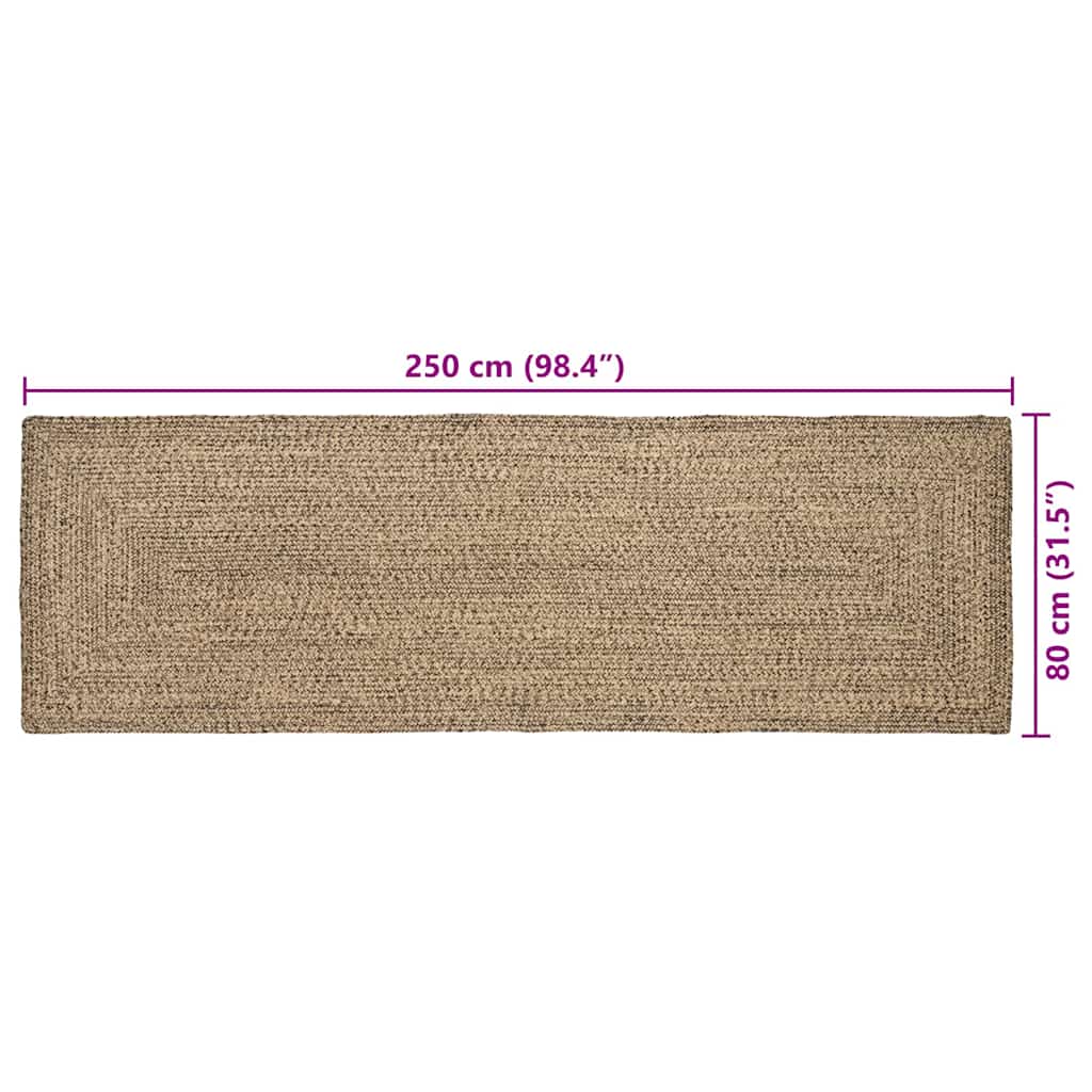 Tepisi za područja Prirodna i crna 80 x 250 cm Juta
